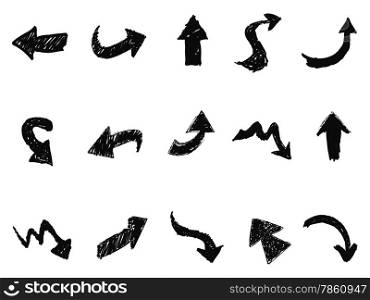 isolated hand drawn doodle arrow sign icons on white background