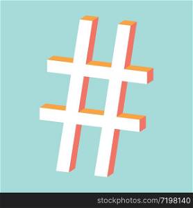 isolated hashtag icon 3d on pastel background vector