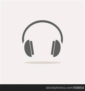 Isolated headphones icon on a white background with shade