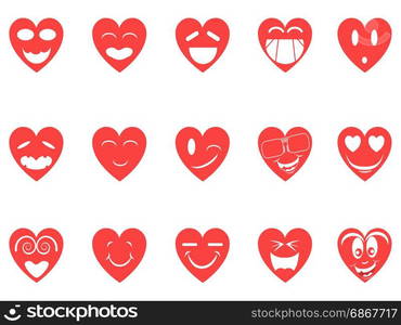 isolated heart smiley icons set from white background