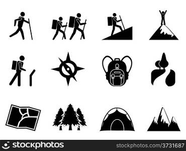 isolated hiking icons from white background