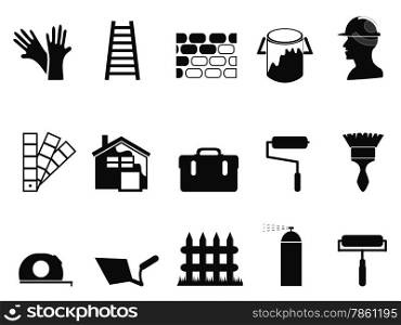 isolated house painting icons set from white background