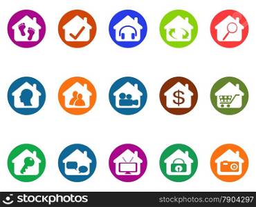 isolated house real estate buttons icons set from white background