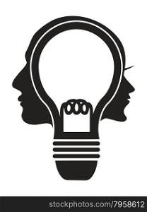 isolated human head lightbulb from white background