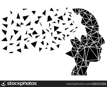 isolated Human head shattering background from white background