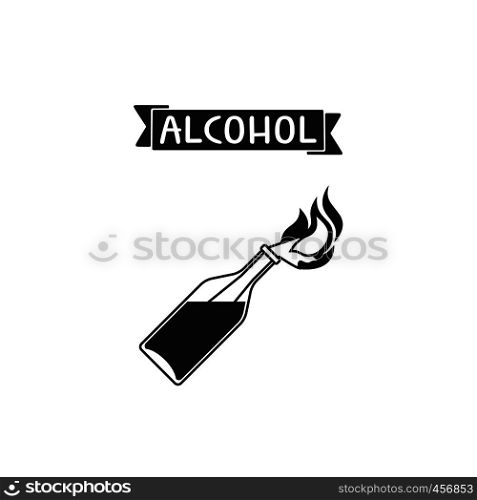 Isolated icon glass bottle with alcohol. Vector illustration. Isolated icon glass bottle with alcohol