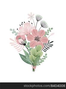 Isolated illustration bouquet of flowers. Vector design concept for Valentines Day and other users.. Isolated illustration bouquet of flowers. Vector design concept for Valentines Day and other
