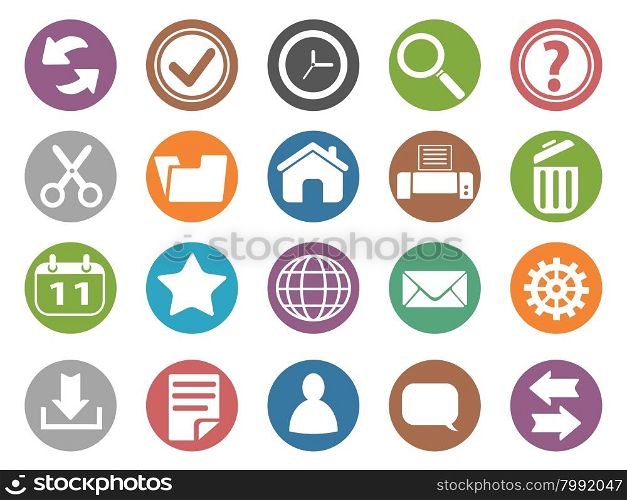 isolated interface and toolbar buttons icon set from white background