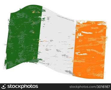 isolated ireland flag with grunge texture from white background