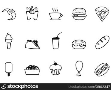 isolated junk food fast food outline icons set from white background