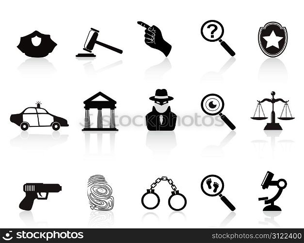 isolated law and crime icons set on white background