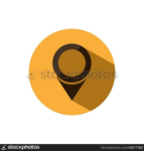 Isolated location icon for maps on a yellow circle with shade