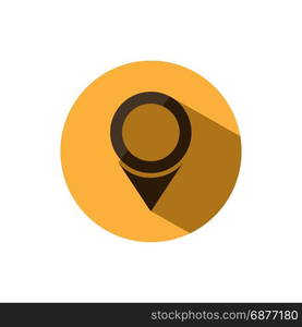 Isolated location icon for maps on a yellow circle with shade