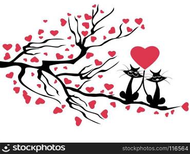 isolated love cats tree,vector on white background