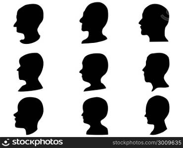 isolated man head profile set from white background