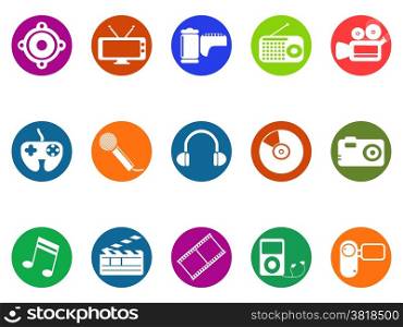 isolated multimedia round button icons set from white background