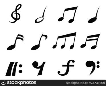 isolated music note icons from white background