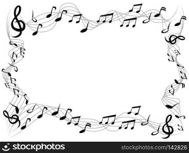 isolated music notes square frame with copy space  from white background