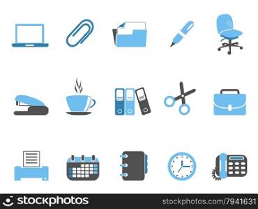 isolated office tools icon set blue series from white background