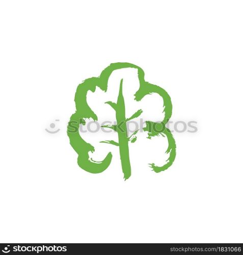 Isolated on a white background. Hand drawing paint, brush drawing. Doodle grunge style icon. Outline, cartoon illustration. Leaf tree icon. Doodle grunge style icon. Decorative element. Outline, cartoon line icon