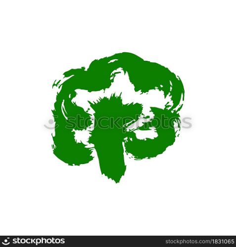 Isolated on a white background. Hand drawing paint, brush drawing. Doodle grunge style icon. Decorative. Outline, line icon, cartoon illustration. Leaf tree icon. Doodle grunge style icon. Decorative element. Outline, cartoon line icon