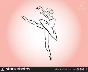 isolated on orange tea rose background silhouette of dancing ballerina