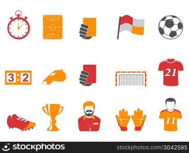 isolated orange and red color football icons set from white background. orange and red color football icons set