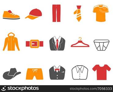 isolated orange red color series Men fashion icons set from white background