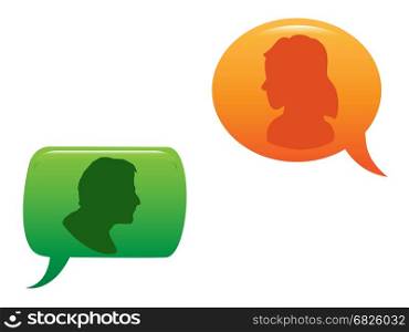 isolated people communicated in color speech bubble