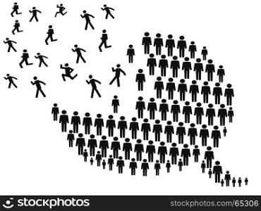 isolated people forming speech bubble on white background