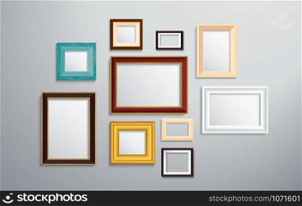 isolated picture frame on wall vector illustration EPS10