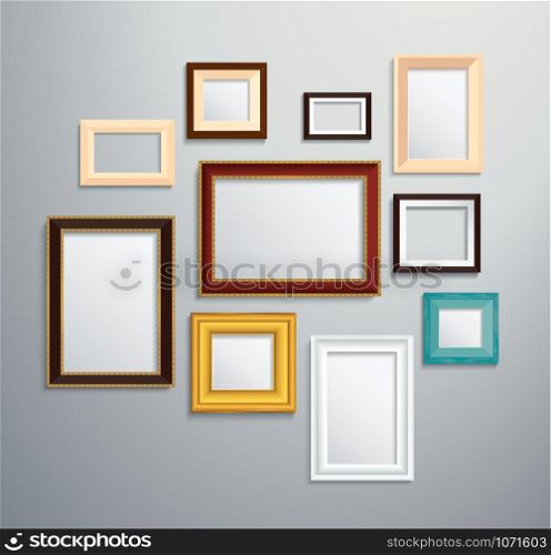 isolated picture frame on wall vector illustration EPS10