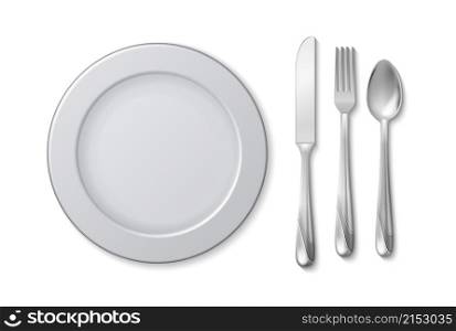 Isolated plate knife fork. Cutlery on napkin, serving table. Restaurant or cafe, bar equipment. Metal kitchen tools vector elements. Illustration banquet of restaurant serving fork spoon and plate. Isolated plate knife fork. Cutlery on napkin, serving table. Restaurant or cafe, bar equipment. Metal kitchen tools vector elements