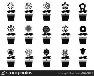 isolated pot flower plants icon set on white background