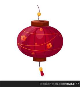 Isolated raditional red Chinese Lantern with an ornament. Element of Mid-Autumn Festival, Lantern festival, Chinese New Year and Korean Chuseok. Symbol of Chinese culture