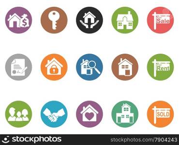 isolated real estate button icons from white background