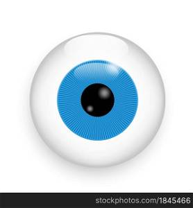 Isolated realistic blue eyeball. 3d illustration close up on white backdrop. Hand drawn. Vector illustration. Stock image. EPS 10.. Isolated realistic blue eyeball. 3d illustration close up on white backdrop. Hand drawn. Vector illustration. Stock image.