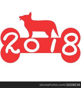 isolated red bone 2018 dog year from white background