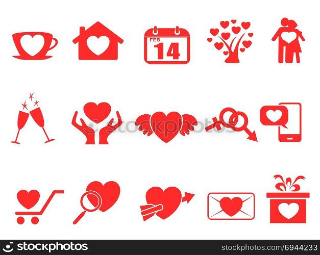 isolated red valentine day icons set from white background