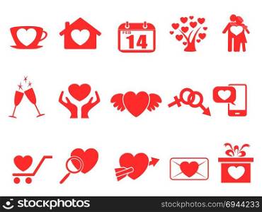 isolated red valentine day icons set from white background
