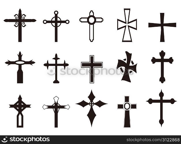 isolated religious cross symbol set from white background
