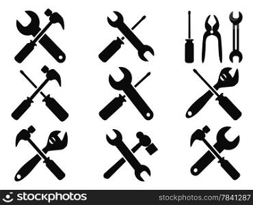 isolated repair tool icons set from white background