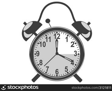 isolated retro black alarm clock on white background