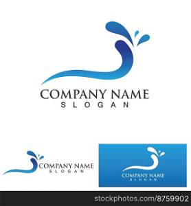 Isolated round shape logo. Blue color logotype. Flowing water image. Sea, ocean, river surface.