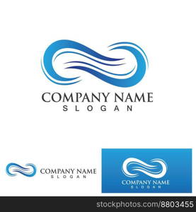 Isolated round shape logo. Blue color logotype. Flowing water image. Sea, ocean, river surface.