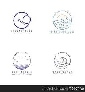 Isolated round shape logo. Blue color logotype. Flowing water image. Sea, ocean, river surface.