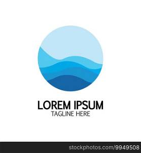 Isolated round shape logo. Blue color logotype. Flowing water image. Sea  ocean  river surface.