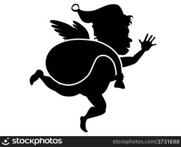 isolated santa Cupid sending gifts for Christmas design