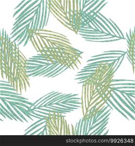 Isolated seamless botanic new year pattern with green and blue fir branches. White background. Decorative backdrop for fabric design, textile print, wrapping, cover. Vector illustration.. Isolated seamless botanic new year pattern with green and blue fir branches. White background.