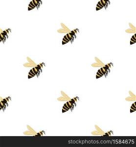 Isolated seamless pattern with bee stylized silhouettes. Yellow and black colored wasp on white background. Perfect for wallpaper, textile, wrapping paper, fabric print. Vector illustration.. Isolated seamless pattern with bee stylized silhouettes. Yellow and black colored wasp on white background.